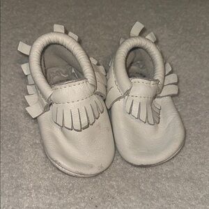 Freshly Picked White Moccasins with Fringe